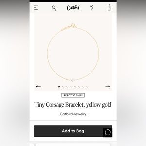 Catbird solid 14k yellow gold, white 2mm diamond, set in white gold.